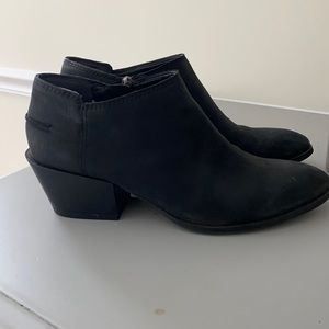 Black leather Franco sarto low cut boots like new.